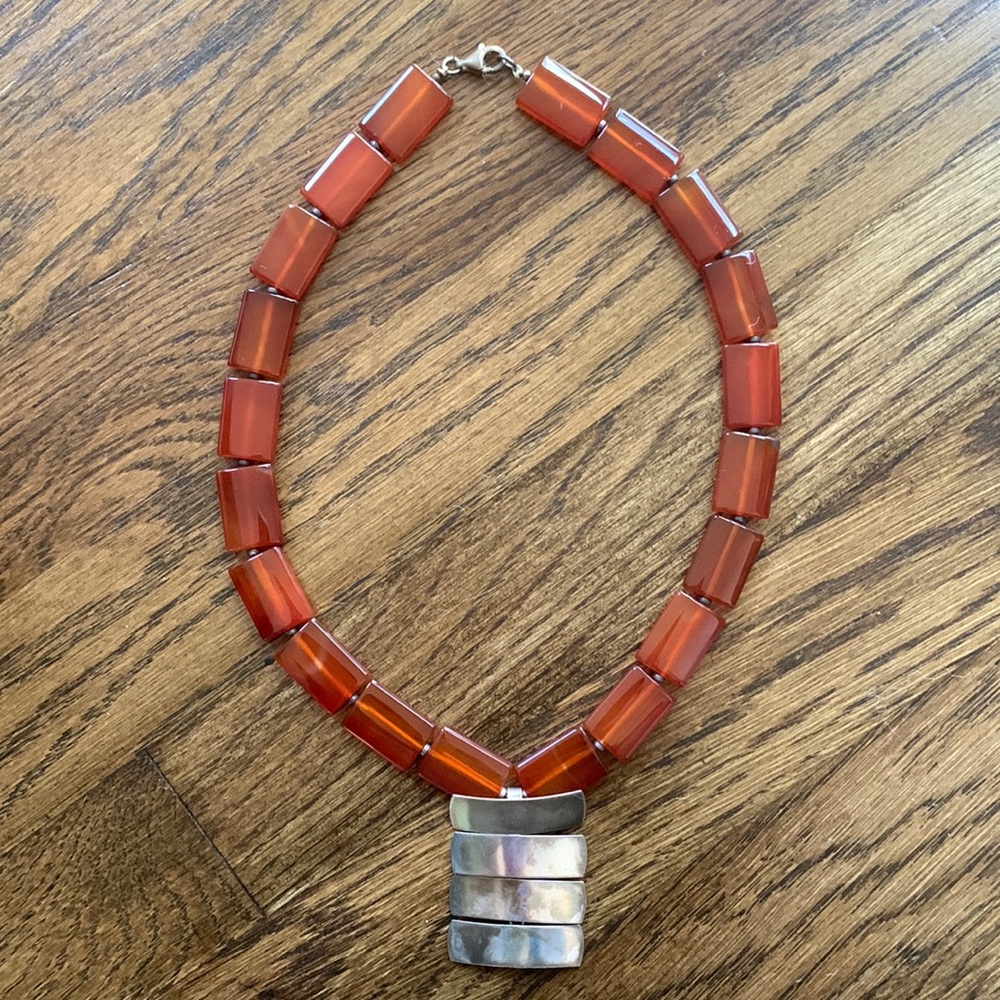 Amber and Metal Necklace.